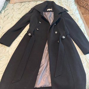Wool Blend Double Breasted Trench Coat
